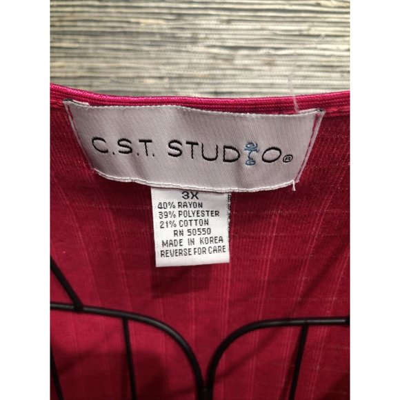 3X Plus Pink Top Blouse Stretch Short Sleeve CST - Picture 5 of 5